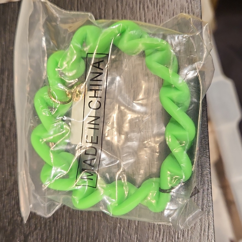 NWT Marc By Marc Jacobs Toucan Green Braided Rubber Bracelet